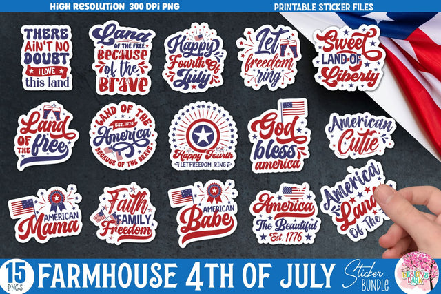 Farmhouse 4th of July Sticker Bundle Sublimation DESIGNS DARK 