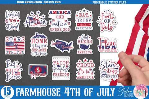 Farmhouse 4th of July Sticker Bundle Sublimation DESIGNS DARK 