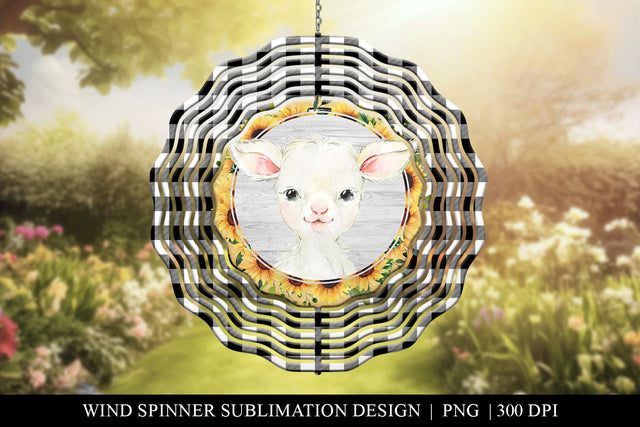 Farmhouse Baby Goat Wind Spinner Sublimation Design PNG Sublimation BijouBay 