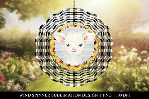 Farmhouse Baby Goat Wind Spinner Sublimation Design PNG Sublimation BijouBay 