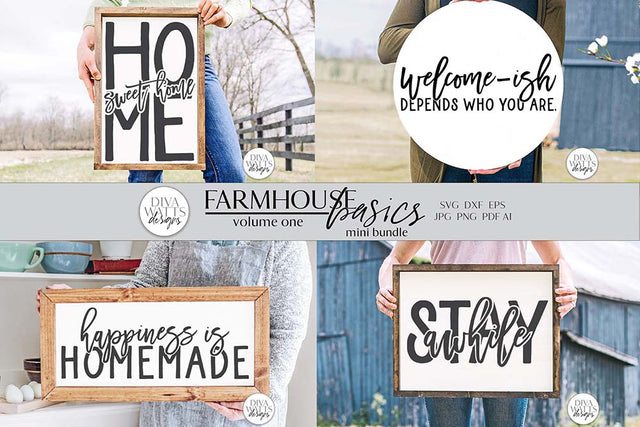 Farmhouse Basics SVG Mini Bundle SVG Diva Watts Designs 
