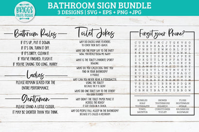 Farmhouse Bathroom Sign SVG Bundle SVG BriggsDigitalDesigns 