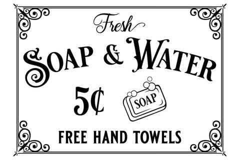 Farmhouse Bathroom SVG | Fresh Soap and Water Sign SVG Ikonart Design Shop 