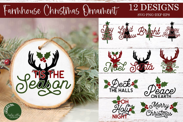 Farmhouse Christmas Ornament SVG Bundle-Christmas Ornament SVG Bundle SVG Linden Valley Designs 