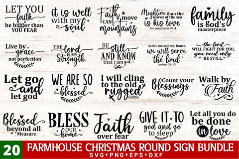 Farmhouse Christmas Round Sign Svg Bundle SVG Regulrcrative 