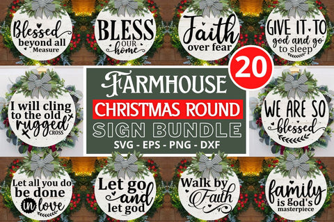 Farmhouse Christmas Round Sign Svg Bundle SVG Regulrcrative 