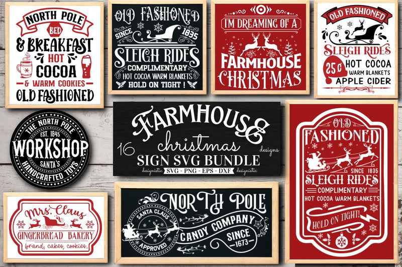 Farmhouse Christmas Sign Svg Bundle - So Fontsy