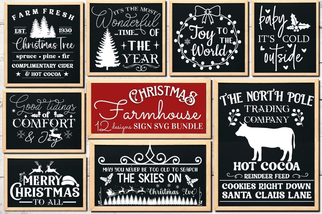Farmhouse Christmas Sign Svg Bundle - So Fontsy
