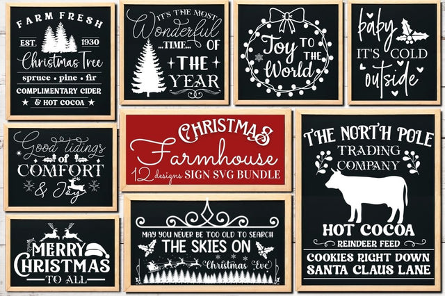 Farmhouse Christmas Sign Svg Bundle SVG DESIGNISTIC 