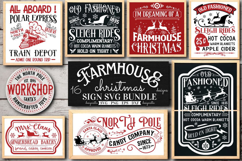 Farmhouse Christmas Sign Svg Bundle - So Fontsy