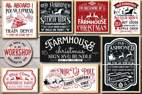 Farmhouse Christmas Sign Svg Bundle SVG DESIGNISTIC 