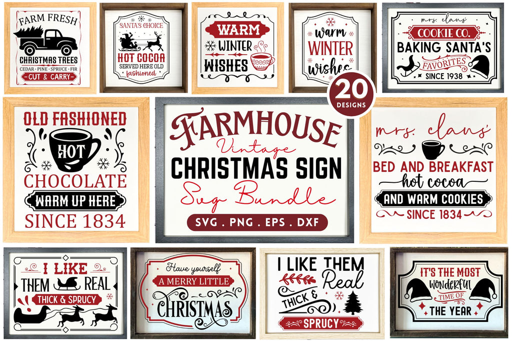 Farmhouse Christmas Sign SVG Bundle - So Fontsy