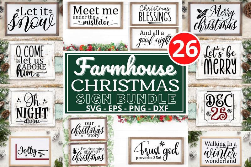 Farmhouse Christmas Sign Svg Bundle - So Fontsy