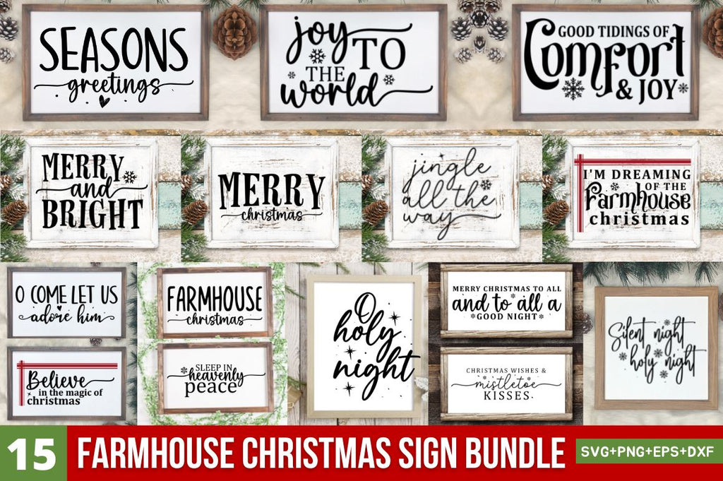 Farmhouse Christmas Sign Svg Bundle - So Fontsy