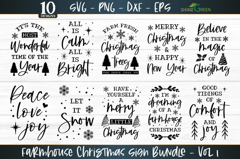 Farmhouse Christmas Sign SVG Bundle with 10 Designs - So Fontsy