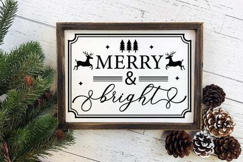 Farmhouse Christmas Sign SVG, Merry & Bright SVG CraftLabSVG 