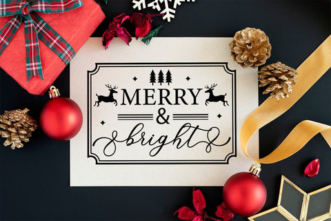 Farmhouse Christmas Sign SVG, Merry & Bright SVG CraftLabSVG 