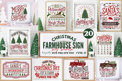 Farmhouse Christmas Svg Bundle, Christmas Sign Svg Bundle SVG DESIGNISTIC 