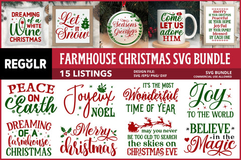 Farmhouse Christmas Svg Bundle SVG Regulrcrative 