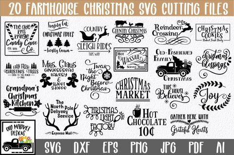 Farmhouse Christmas SVG Cut File Bundle - Includes 20 Designs SVG Old Market 