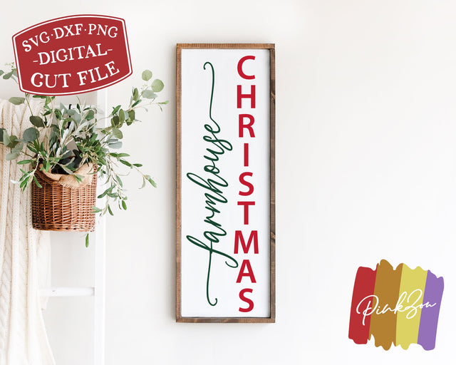 Farmhouse Christmas SVG Files, Christmas Porch Sign, Vertical Sign, Holidays, Commercial Use, Digital Cut Files (1293176032) SVG PinkZou 