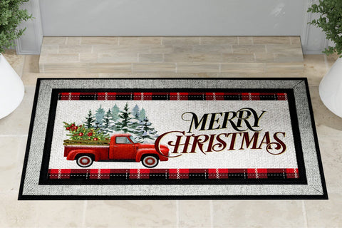 Farmhouse Christmas Truck Door Mat Welcome Sublimation PNG Sublimation BijouBay 