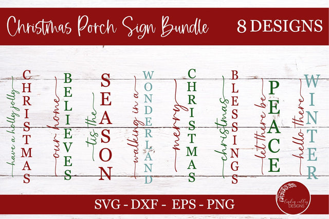 Farmhouse Christmas Vertical Porch Sign Bundle-Welcome Sign Bundle SVG Linden Valley Designs 