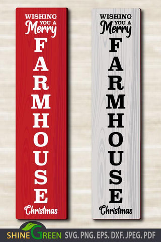 Farmhouse Christmas Vertical Porch Sign SVG PNG EPS DXF SVG Shine Green Art 