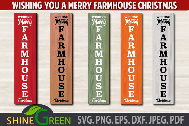 Farmhouse Christmas Vertical Porch Sign SVG PNG EPS DXF SVG Shine Green Art 