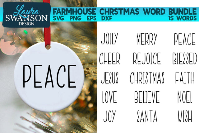 Farmhouse Christmas Words SVG Bundle SVG Laura Swanson Design 