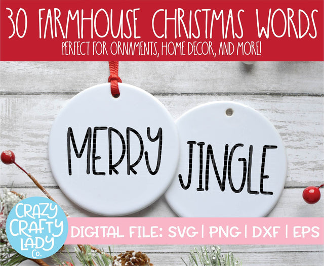 Farmhouse Christmas Words SVG Cut File Bundle SVG Crazy Crafty Lady Co.