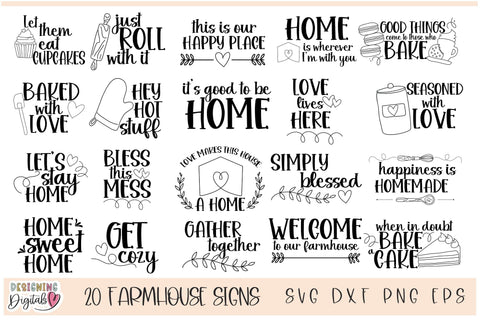 Farmhouse Decor SVG Bundle, Farmhouse Sign SVG Files, Welcome SVG, Kitchen Decor Sign svg, Kitchen svg SVG Designing Digitals 
