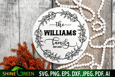 Farmhouse Family Monogram SVG Round Sign SVG Shine Green Art 