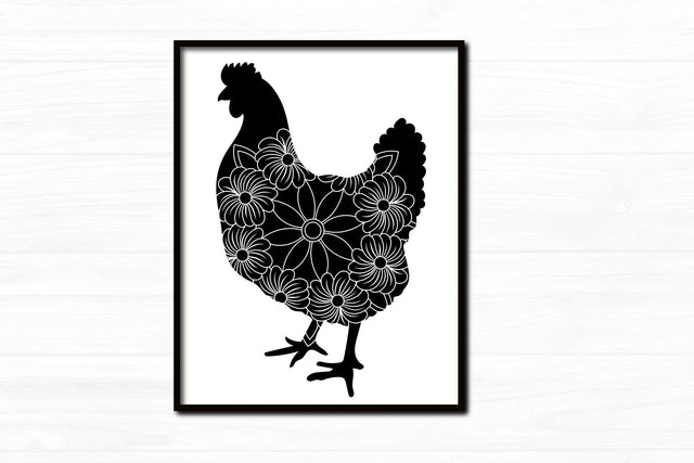 Farmhouse Floral Chicken Silhouette SVG zoellartz 