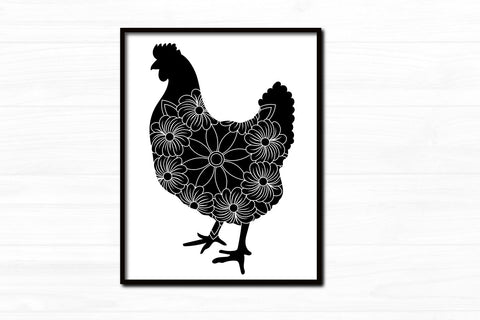 Farmhouse Floral Chicken Silhouette SVG zoellartz 