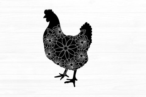 Farmhouse Floral Chicken Silhouette SVG zoellartz 