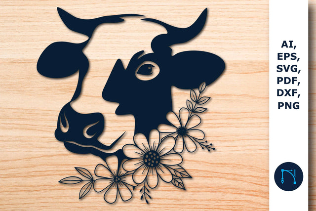 Farmhouse floral Cow Laser-cut SVG Set SVG MD JOYNAL ABDIN 
