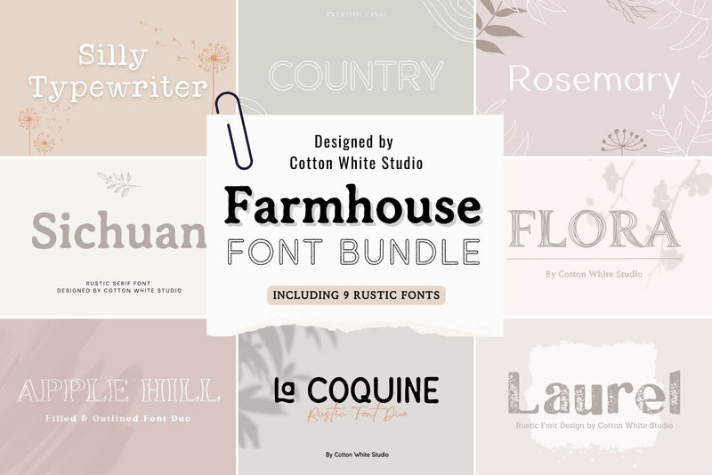 Farmhouse Font Bundle Font Cotton White Studio 