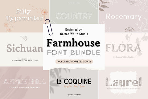 Farmhouse Font Bundle Font Cotton White Studio 