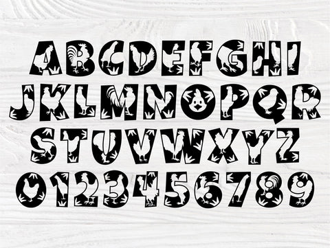 Farmhouse Font SVG, Chicken Alphabet Svg Cut Files SVG TonisArtStudio 