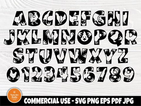 Farmhouse Font SVG, Chicken Alphabet Svg Cut Files SVG TonisArtStudio 