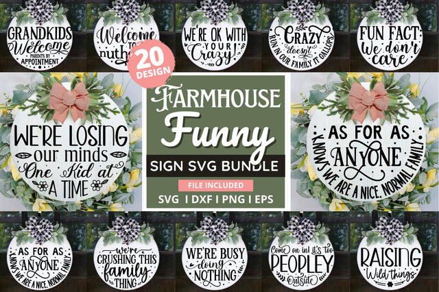 Farmhouse Funny Round Sign SVG Bundle SVG Regulrcrative 