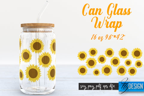 Farmhouse Glass Can Wrap SVG Bundle| 16 oz Libbey Glass Can Wrap SVG | Sunflower Glass Can | Wrap Template | 16 oz glass can wrap | Soda Can Glass Wrap SVG Fly Design 