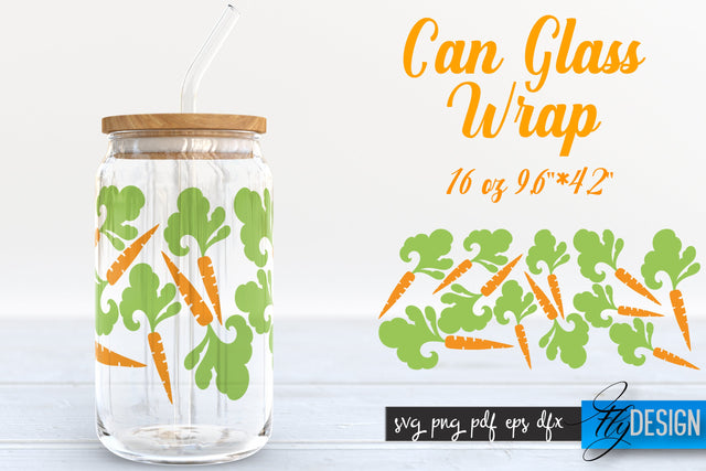 Farmhouse Glass Can Wrap SVG | Carrot SVG Fly Design 