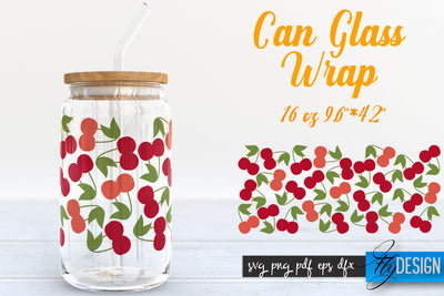 Farmhouse Glass Can Wrap SVG | Cherry SVG Fly Design 
