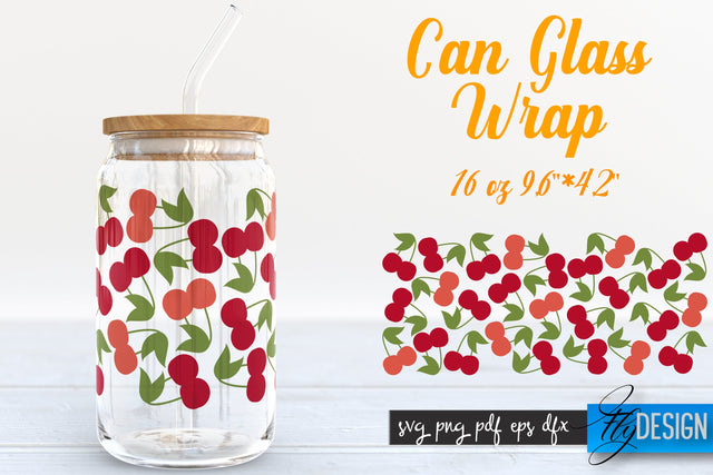 Farmhouse Glass Can Wrap SVG | Cherry SVG Fly Design 