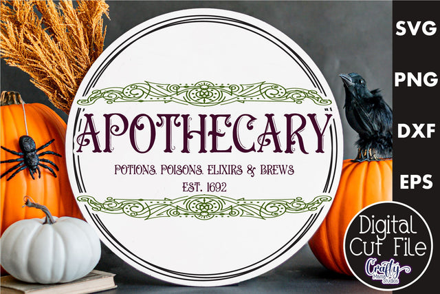 Farmhouse Halloween Round Sign, Apothecary Svg File SVG Crafty Mama Studios 