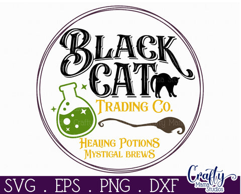 Farmhouse Halloween Round Sign, Black Cat Trading Co Svg SVG Crafty Mama Studios 