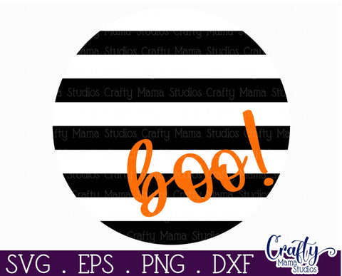 Farmhouse Halloween Round Sign, Boo Door Hanger Svg SVG Crafty Mama Studios 