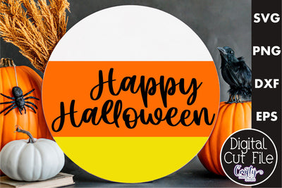 Farmhouse Halloween Round Sign, Happy Halloween Door Hanger SVG Crafty Mama Studios 